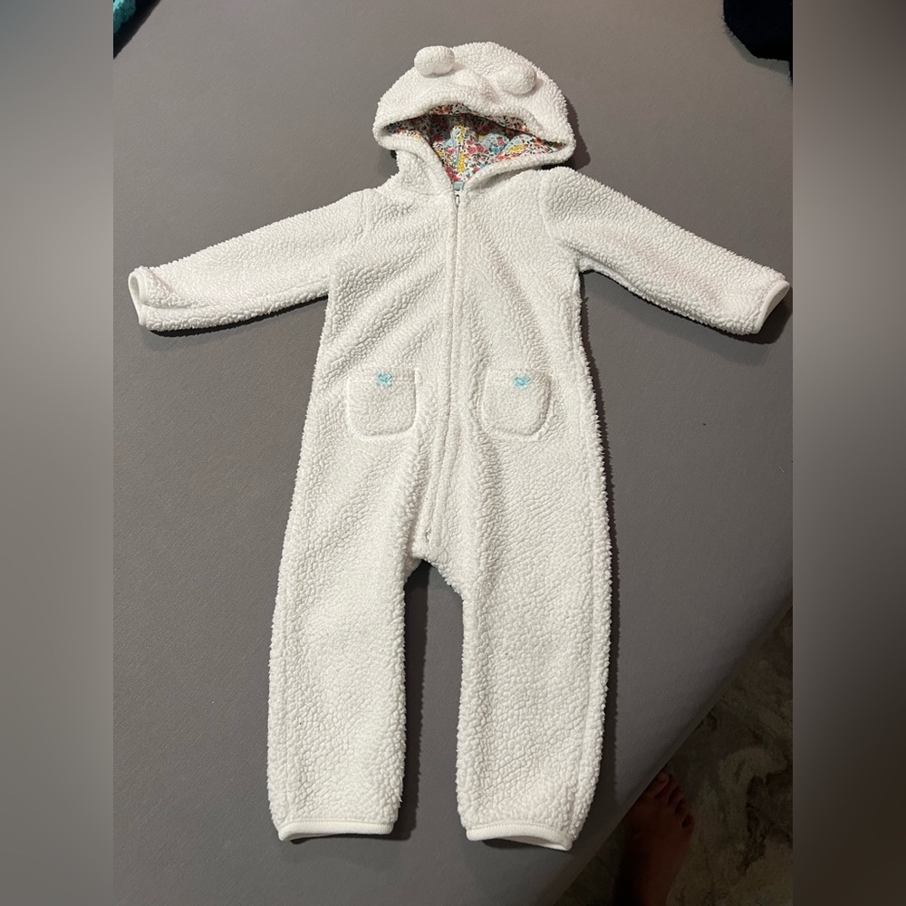 9-12 mo Baby Hooded Sherpa Jumpsuit